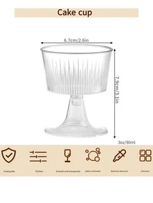 1PC宽口竖纹彩色甜品杯，居家夏日冰淇淋奶昔冰淇淋玻璃杯，酸奶冰淇淋杯促销 - 風格1 - 查看 2