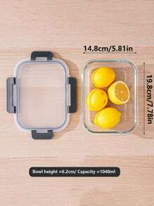 1 pieza Caja de almuerzo rectangular de vidrio borosilicatado resistente, apta para microondas, para oficina/escuela, contenedor de almacenamiento de alimentos, regalo de Navidad