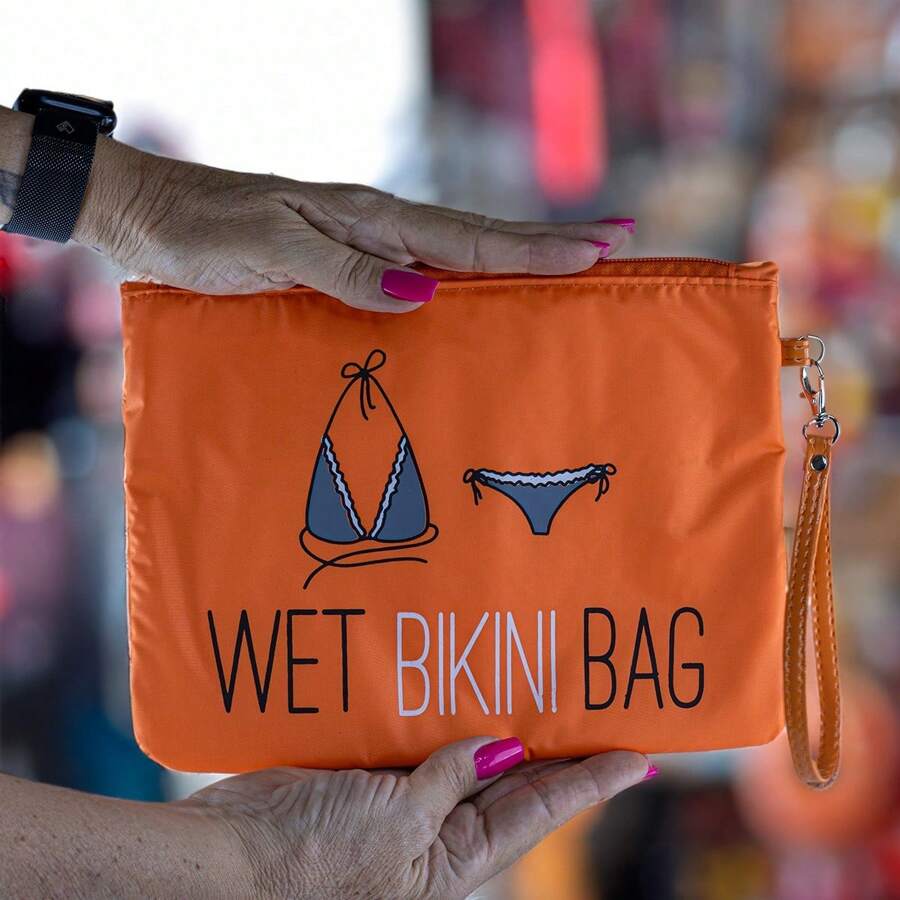 Waterproof Toiletry Bag With Hand Strap 24x18 Cm - Ideal For Personal Items Or Wet Clothes - Orange - View 1
