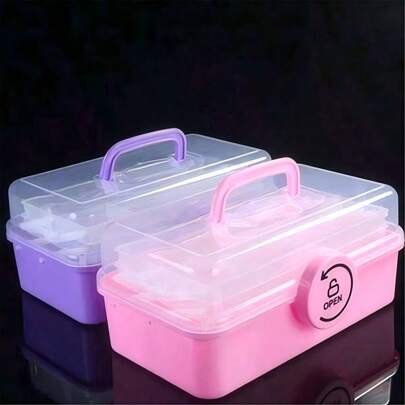 1 pieza Caja de almacenamiento de plástico con diseño de asa, portátil y durable. Diseñada para entusiastas de Gachapon, de gran capacidad y almacenamiento por capas, para organizar fácilmente artículos relacionados con Gachapon y mejorar la experiencia de almacenamiento.