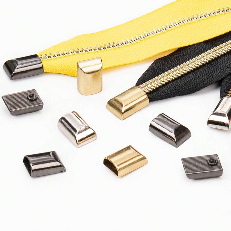 10 件/包银色、金色和枪色方形拉尾金属拉链头，适用于行李箱、背包和包袋 - 多色 - 查看 1