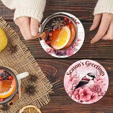 10 件圣诞主题饮料杯垫，4 英寸/2 毫米厚软橡胶防滑吸水杯垫，可爱杯垫，家庭厨房桌面装饰，乔迁礼物，圣诞装饰，厨房装饰，餐桌装饰，圣诞派对装饰，圣诞礼物 - 彩色 - 查看 6