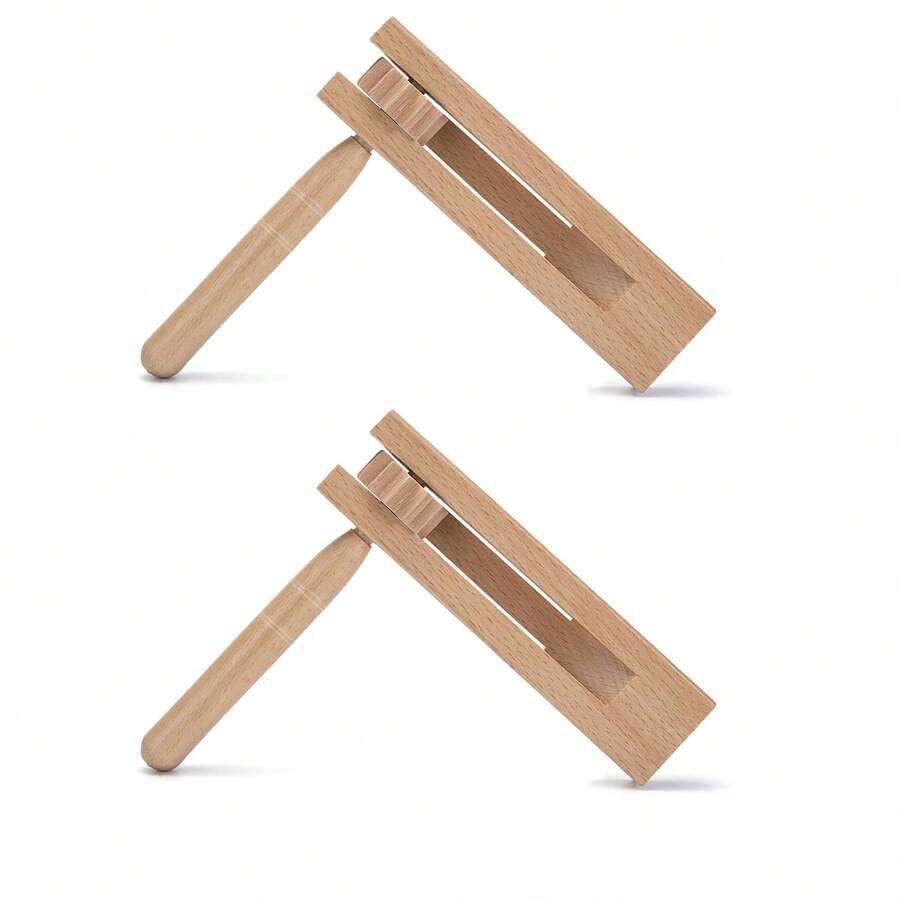 Solid beech wood traditional matraca toy wooden spinning rattle
