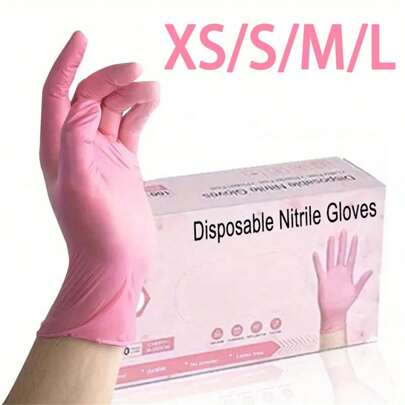 20/100pcs Disposable Nitrile Gloves, Unboxed, Light Pink, Multi-Purpose, Suitable For Kitchen, Bathroom Cleaning, Dishwashing, Manicure, Pet Care, Latex-Free, Powder-Free
