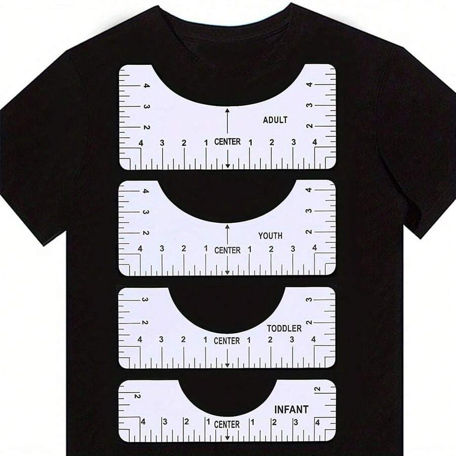 4 Packs, Tshirt Ruler Guide For Vinyl Alignment, T Shirt Rulers To