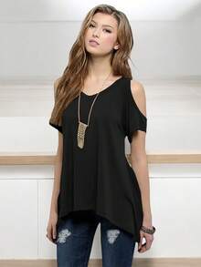 Blusa Ligera Dama De Moda Con Hombros Descubiertos #SensaciónDelujo #EstiloRomanticoDeSanValentín - Negro - Ver 4