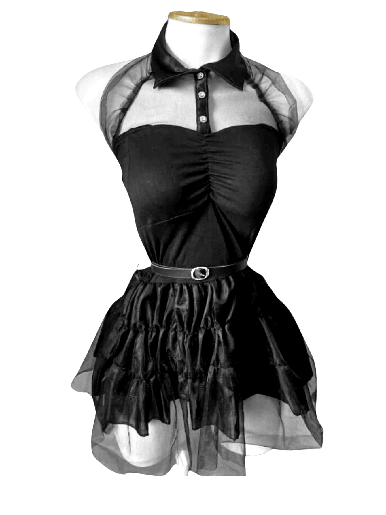 Berry Vibe Petite Vestido Disfraz Cosplay Merlina Wednesday Adams para mujer Halloween Sexy - Negro - Ver 1