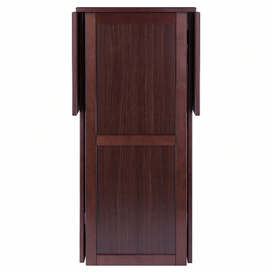 Expandable Walnut Wine Bar With Storage For 9 Bottles And Glasses