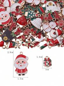 10/80 件时尚 3D 锌合金圣诞系列圣诞老人鞋、手套、驯鹿、圣诞树吊坠项链、手链、脚链、DIY 珠宝配件 - 聖誕系列吊墜 - 查看 4