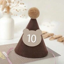 1pc Cute Brown Bear Shaped ThickNon-Woven Fabric Birthday Hat PartyDecoration