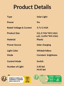 1入組戶外燈,家用太陽花園感應燈,學習燈,野營夾燈
