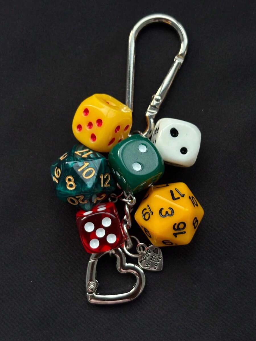 1pc Unisex Handmade Fate Dice Keychain Personalized Subculture Y2K Accessory Contrast Color Bag Hanging Decor Keychain Accessories Small Gifts Y2K Thanksgiving - Multicolor - View 1
