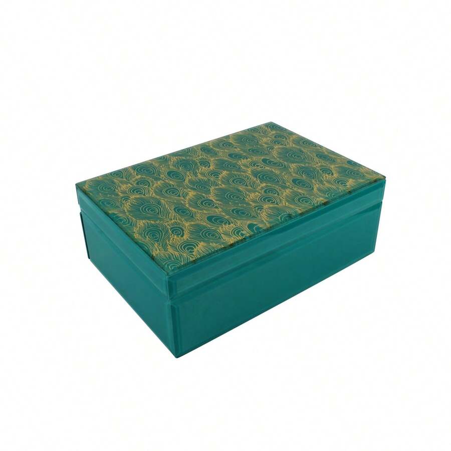 Verito Turquoise Peacock Feathers Beveled Jewelry Box - 綠色 - 查看 1