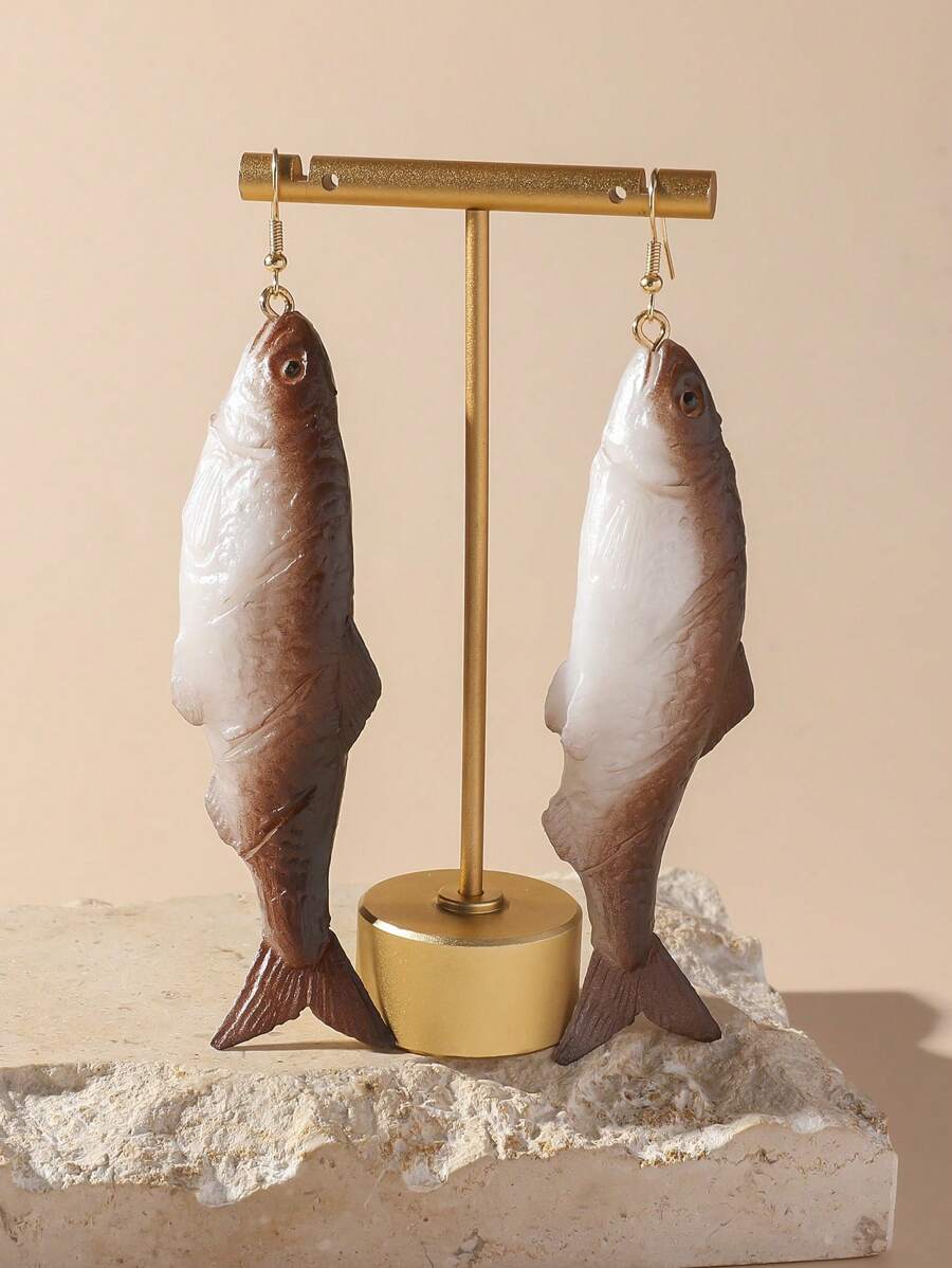 1 Cặp Bông tai hình cá khô hải sản dễ thương, ngộ nghĩnh, mới lạ, thích hợp cho phụ nữ đeo hàng ngày và làm phụ kiện dự tiệc ngày lễ - Nhiều màu - Xem 1