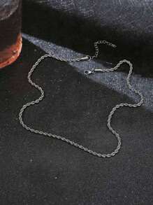 不锈钢扭绳链项链，时尚男女通用珠宝