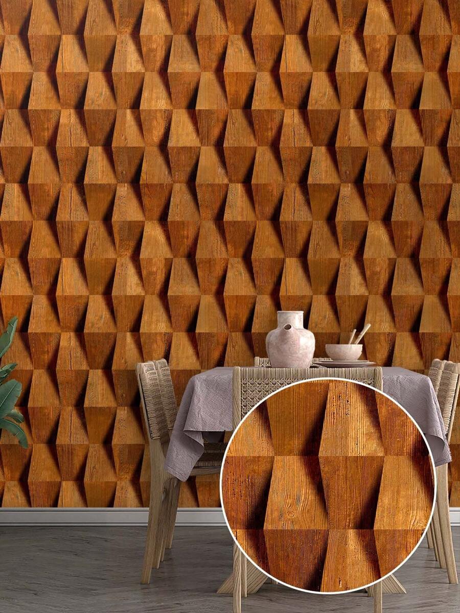5 Meter Roll Self Adhesive Wallpaper Geometric Wood Washable Bedroom Living Room Kitchen Bathroom - Mẫu 01 - Xem 1