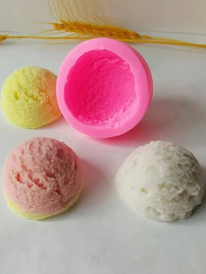 1pc DIY Candle Soap Silicone Mold, Liquid Silicone Ice Cream Ball Shaped Candle Mold