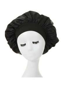 1 pieza Gorro de satén para dormir, gorro de seda para cabello rizado, gorro grande con banda ancha para niñas y mujeres, decoración para el hogar y el baño, de vuelta a la escuela