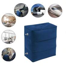 Flocked Travel Inflatable Footrest, Airplane High-Speed Train Warm Foot Pedal, Foldable Adjustable Convenient Car Foot Rest Suitable For Long-Distance Travel Inflatable Footrest - Grey - View 6