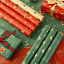 1 张，圣诞节，各式圣诞包装纸，节日礼盒包装纸，DIY 装饰包装纸，牛皮纸，铜版纸，装饰感恩节，时尚多功能礼品包装纸，完美的礼品包装 - 彩色 - 查看 7