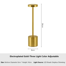 Modern LED Rechargeable Touch Table Lamp Restaurant USB Reading Lamp COD - 金的 - 查看 1