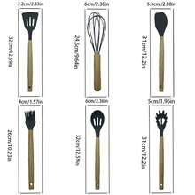 12 件套，带木柄的不粘硅胶厨房用具套装 - 安全且易于清洁 - 非常适合烹饪和烘焙 - 非常适合返校和宿舍必备品 - 卡其色 - 查看 2