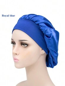 1 件个性化徽标纯色弹性宽边成人男女通用睡帽 - A - 查看 8