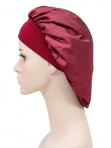 1 件个性化徽标纯色弹性宽边成人男女通用睡帽 - A - 查看 4