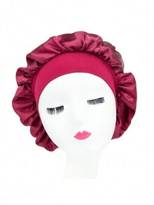 1 件个性化徽标纯色弹性宽边成人男女通用睡帽 - A - 查看 3