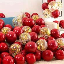40 piezas de globos de látex con confeti rojo y dorado, decoración para boda/fiesta de cumpleaños/aniversario/graduación/festivo/Día de la Madre, adecuado para interior y exterior, decoración del hogar, decoración de la habitación