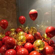 40 piezas de globos de látex con confeti rojo y dorado, decoración para boda/fiesta de cumpleaños/aniversario/graduación/festivo/Día de la Madre, adecuado para interior y exterior, decoración del hogar, decoración de la habitación