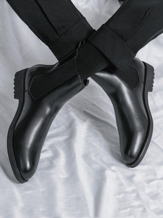 Nuevas botas altas para hombre, botas de estilo británico de unicolor con puntera redonda, suela gruesa antideslizante, botas vaqueras para senderismo al aire libre, viajes en motocicleta y moda de nieve