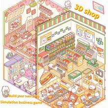 1PC Simulated Commercial Game Stickers, No Need To Cut (With Tweezers), Miniature Scene Stickers, Puzzle Scene Stickers, DIY Handmade Decompression, Korean Storage, Visual 3D Stacking House, Girl Puzzle Christmas Gift(Tweezers Are Delivered Randomly),School Supplies,Back To School