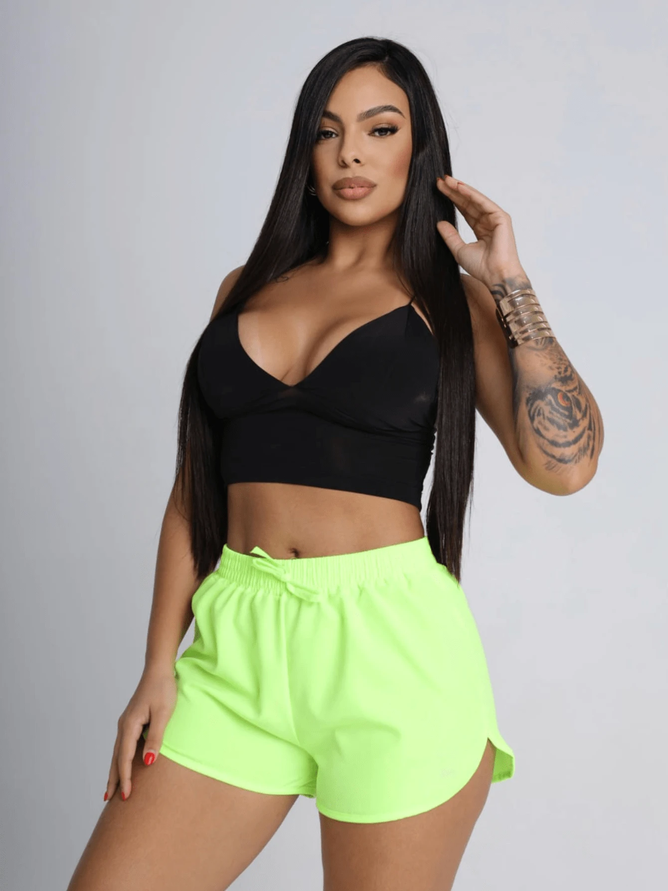 Casual Women's Tactel Shorts Made For Running-Beach-Gym Etc. - Màu xanh chanh - Xem 1