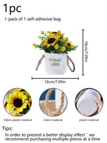 1 件手工藤条花瓶，配人造向日葵装饰，适用于家庭、办公室、厨房、餐厅，适合秋季、感恩节、圣诞节 - 黃色 - 查看 13