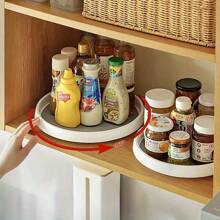 1 pieza Estante giratorio multifuncional para la cocina, para almacenar botellas de condimentos como salsa de soja y vinagre, bandeja para frutas con giro de 360°, accesorios para la cocina del hogar