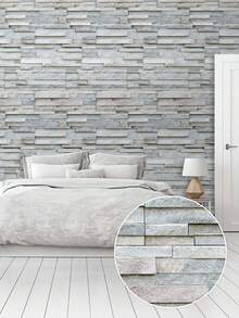 5 Meter Roll Self-Adhesive Wallpaper Stone Effect Gray Washable Bedroom Living Room Kitchen Bathroom - 型號01 - 查看 2