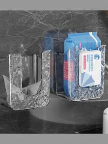 Kitchen Wet Wipes Storage Box, Wall-Mounted Glacier Pattern Tissue Box, Tissue Dispenser, Transparent Tissue Rack, Washable Wipes Container, Suitable For Bathroom, Toilet Wet Wipes Container, Paperless Tissue Organizer - Multicolor - View 5