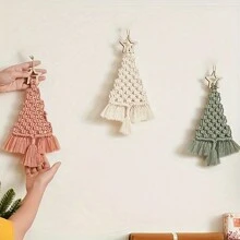 3 件套 Macrame 圣诞树工艺套件 - 适合初学者的简单 DIY，节日针织项目，与朋友和家人建立联系的完美贴心礼物 - 聖誕色 - 查看 4