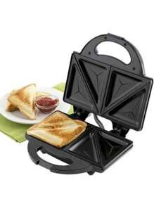 Sandwichera compacta con recubrimiento antiadherente, negra, para 2 porciones de sándwiches o paninis. Con luz indicadora y fácil de limpiar - Multicolor - Ver 5