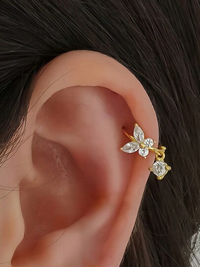 1 buc. Cercei delicati de argint Sterling 925 CZ în formă de fluture, cu farmec atârnând, cercei de aur hipoalergenici, pentru ținuta zilnică a femeilor
