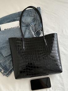 Geantă de umăr mini portabilă cu imprimeu în relief de crocodil, cu buzunar interior, potrivită pentru femei, tineri profesioniști și lucrători de birou, potrivită și ca cadou de afaceri/navetă/muncă/birou, cadou de sărbători/vacanță pentru doamne, femei, profesori