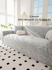 1pc Solid Color Bohemian Style Jacquard Sofa Cover, Elastic Jacquard Sofa Slipcover, Protects Sofa From Cat Scratches, Suitable For All Seasons, Includes Pillow Case