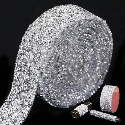 1/4 Stücke Bling Kristall Strass Band, selbstklebende Strass Aufkleber Band für Hochzeitstorten, Geburtstagsbasteleien und Dekorationen