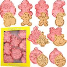 8pcs/Set Christmas Cookie Mold Cartoon Gingerbread Man Snowflake Tree, Sugar Flipping Cake Baking Tool Christmas Christmas Decor Christmas Decorations Christmas Gifts Christmas Decorations Christmas Decor Christmas Gifts Christmas Party Supplies - Multicolor - View 9