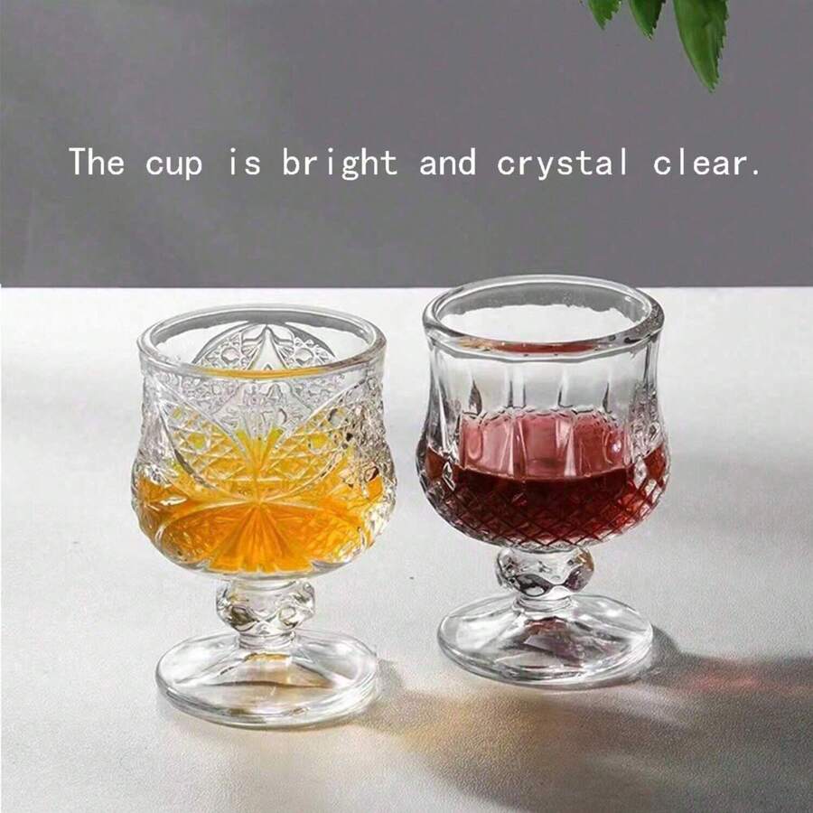 12/6/4/2/1pc Set Rhinestone/Butterfly Pattern 50ml Tall Stem Crystal Clear Glass Shot Glass, Glowing Translucent Refractive High-End Vodka, Whiskey Liquor Glasses, Tall Stem Design Prevents Overconsumption