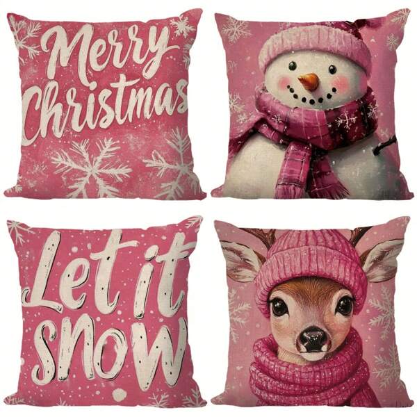 1 pezzo Federa per cuscino 3D con pupazzo di neve e renna felici, per decorazione del divano in soggiorno, disponibile in 3 misure (solo federa, senza inserto per cuscino), decorazioni natalizie