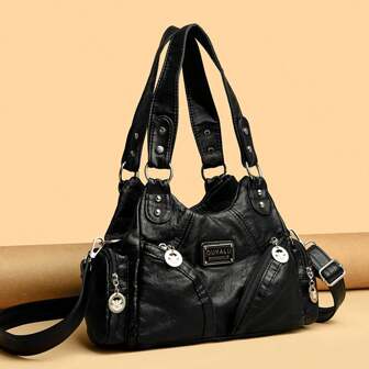 Fashionable & Simple Multi-Pocket Rivet Street Style Elegant Shopping/Daily/Travel Crossbody/Shoulderbag, Rock Style Bag For Women