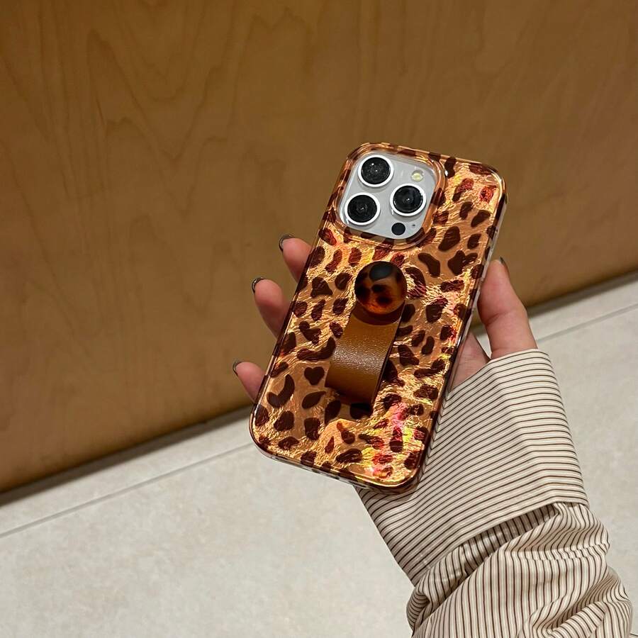 Ốp lưng điện thoại hình báo động vật hai lớp IMD da dày có giá đỡ hình nhẫn tương thích với iPhone 16 Pro Max/15 Pro Max/14 Pro/13/12 - màu nâu - Xem 1