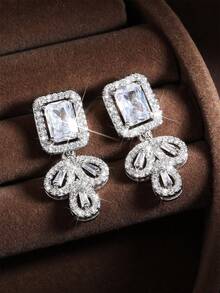 rakol 2 chiếc bông tai đính đá Cubic Zirconia hình lá 3D thiết kế độc đáo dành cho nữ, thích hợp để trang trí hàng ngày - bông tai - Xem 7